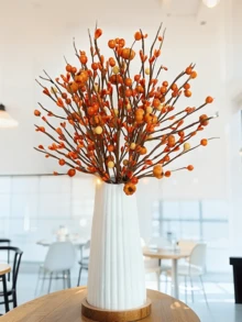 1个/3个/6个仿真南瓜橙色浆果茎秋季南瓜枝，适用于秋收节感恩节装饰花瓶秋收节家居装饰万圣节装饰秋季装饰房间装饰秋季装饰圣诞节装饰家居圣诞礼物圣诞装饰