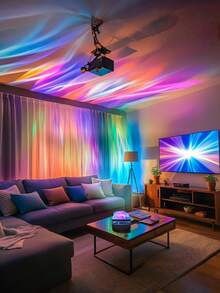 Romantic And Dreamy Northern Lights LED Atmosphere Projection Light - RGB Remote Control, USB Power Supply, Galaxy Starry Sky Bedroom Night Light Projector, Suitable For Adult Room Decoration/Home Theater, Ceiling, Gift Decoration, Magical Projection Light Festival Gift, Festival Party Decoration, Modern Main Body Projection Atmosphere Decoration Light For Home Decoration - ánh sáng đa sắc - Xem 6