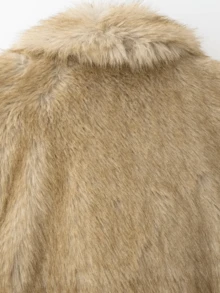 Seelio 秋冬新款厚人造毛领人造毛内衬中长款时尚皮草大衣 - 貂色 - 查看 11