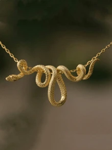 Glitzernde goldene silberne Schlangenketten-Halskette - kantig Punk Rock Hip Hop Schmuck - gewagt einzigartiger Schlangen-Anhänger für Frauen & Männer - vielseitiges Party-Geschenk