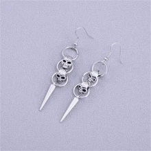 1 Pair Gothic Punk Style Skull Stud Circle Geometric Earrings, Suitable For Women To Wear On Daily, Party And Gathering, Fashion Punk Jewelry