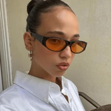 Retro Small Oval Frame Sunglasses Women Fashion  Glasses Fashion Men Shades Eyewear UV400 Oculos De Sol - C7_黑色 - 查看 3