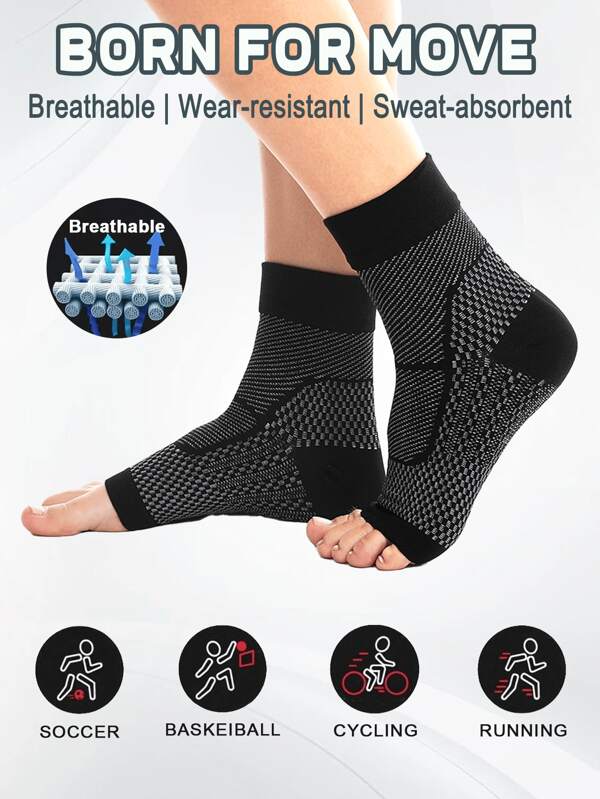 Ankle Support Brace Unisex - Nylon Pull-On Closure, Machine Washable For Running & Active Comfort - Ergonomic Compression Foot Protection Anklet Gym Accessories