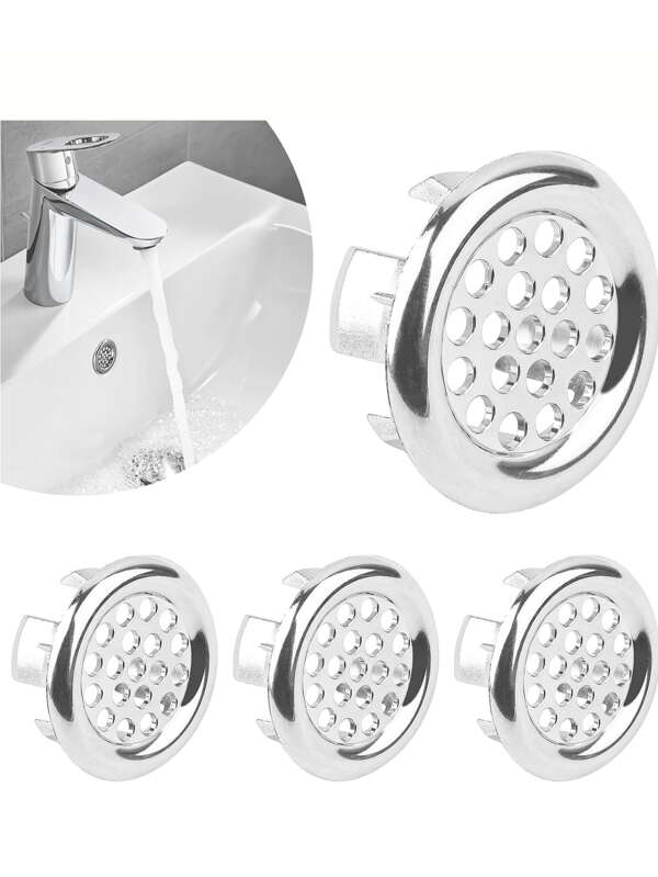 Stainless Steel Sink Drain Cover With Decorative Knob - Leak-Proof And Easy-To-Install Bathroom And Kitchen Sink Overflow Plug, Sink Accessories