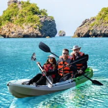 Danolapsi Fishing Kayaks,Hard Shell Recreational Ocean Kayak Boat,12.14FT Sit On Top Kayak For 2-3 Person Adults With Paddle & Comfortable Seat,Capacity Of 600LBS - Green - View 1