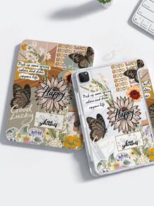 Une belle housse de protection acrylique transparente à double face peinte avec des lettres de papillon et de fleurs, antichoc, convenant pour l'iPad de 7ème, 8ème et 10ème génération (10,2 pouces), avec fente pour stylet, prenant en charge les fonctions de veille et de réveil, avec plusieurs méthodes de support, cadeau idéal pour les fêtes et le Nouvel An.