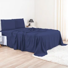 Jogo de Lençol Ponto Palito Cama Casal King Conjunto de Quarto 400 Fios Micropercal Luxo