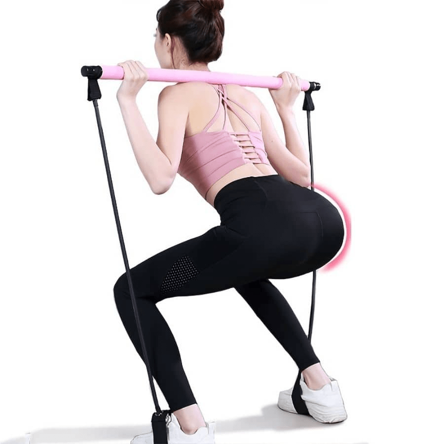 Portable Pilates Exercise Bar With Strength Band, Anti-Slip Elastic Fitness Equipment For Women, Gym, Yoga, Pilates And Toning Accessories For Gym