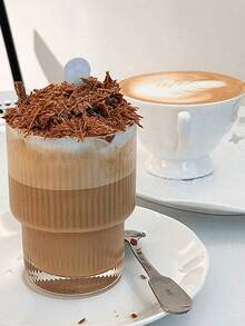 1 件 200 毫升透明竖纹玻璃咖啡杯、牛奶杯果汁杯冰淇淋杯适用于派对、家居、咖啡厅、餐厅、返校用品、装饰艺术凹槽罗纹玻璃器皿（无吸管） - 彩色 - 查看 5