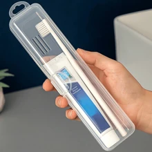 1set Travel Portable Transparent Toothbrush Box Electric Toothbrush Breathable Long Clause Flip Cover Storage Box