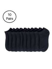 Paquete de 10/20 pares de calcetines tobilleros de unicolor para mujer - Negro - Ver 7
