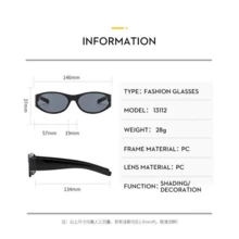 Retro Small Oval Frame Sunglasses Women Fashion  Glasses Fashion Men Shades Eyewear UV400 Oculos De Sol - C3_藍色 - 查看 3