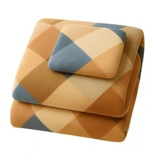Juego De Sabanas completo Polar Termica Ultra Suave Diseño Estampado Varios Modelos Sabanas De Invierno para Cama Individual Matrimonail Queen y King Size - beige cuadros - Ver 2