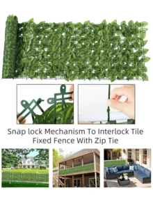 1片300*100厘米人造常春藤隐私围栏屏风 - 仿绿篱叶片藤蔓隐私屏风板，仿真绿植围栏，防紫外线，适用于家居装饰、房间装饰、花园装饰、墙面装饰、室内外装饰、卧室装饰、婚礼装饰、餐桌装饰、派对装饰、万圣节装饰、生日装饰、秋季装饰