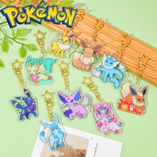 pocket monsters Accessoires Pokémon - Porte-clés en acrylique Eevee 9 formes, charmant pendentif de sac à dos, bijoux DIY pour femmes, accessoires de voiture, breloques de sac, sacs d'école, lettre de dessin animé