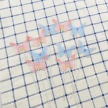 5 件烘焙蛋糕装饰蓝色雪纺丝蝴蝶，生日蛋糕装饰，派对甜品桌装饰，蛋糕顶部装饰 - 藍色 - 查看 6