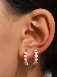 1 Paar liebevolle tropfenförmige Herz geformte Ohrringe - Rosa Herz - Herz zu Herz Design - modische minimalistische ausgefallene Damen Ohrringe, geeignet für den täglichen Gebrauch, Party - ein perfektes Geschenk zum Valentinstag