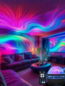 Romantic And Dreamy Northern Lights LED Atmosphere Projection Light - RGB Remote Control, USB Power Supply, Galaxy Starry Sky Bedroom Night Light Projector, Suitable For Adult Room Decoration/Home Theater, Ceiling, Gift Decoration, Magical Projection Light Festival Gift, Festival Party Decoration, Modern Main Body Projection Atmosphere Decoration Light For Home Decoration - ánh sáng đa sắc - Xem 12