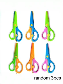6pcs Kids Scissors, Craft Scissors For Beginners, Plastic Blade Student Art Scissors, Portable DIY Art Supplies, Random Color, Children Craft Scissors, Back To School Stationery