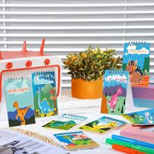8pcs/Set New Dinosaur Party Spiral Notebook A7 Size Coiled Memo Book, Cartoon Children Stationery, Birthday Gift, Back To School Essential