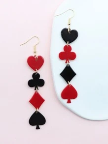 1 Pair Punk Style Acrylic Suit Symbol Dangle Earrings For Women, Suitable For Daily, Party, Date And All Occasions, Ladies Gift