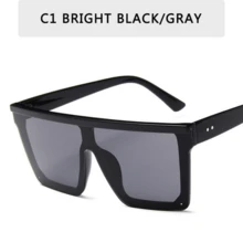 Vintage Male Sunglasses Men Brand Black Square Shades UV400 Gradient Sun Glasses For Women Cool One Piece Designer Gafas De Sol - C1_綠色 - 查看 1