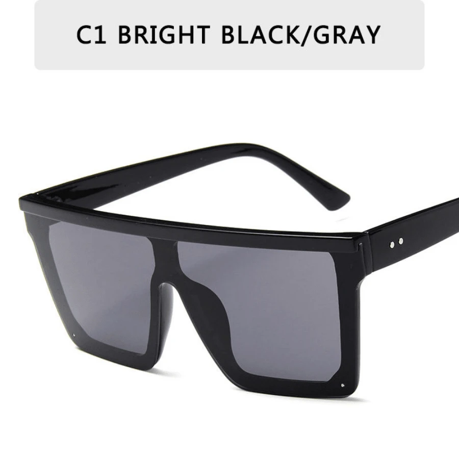 Vintage Male Sunglasses Men Brand Black Square Shades UV400 Gradient Sun Glasses For Women Cool One Piece Designer Gafas De Sol - C1_綠色 - 查看 1