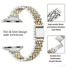 1pc Ultra & Series 10/9/8/7/6/5/4/3/2 Stainless Steel Slim Beaded Band