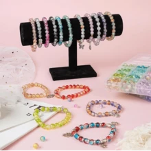 360 件/720 件 8 毫米渐变裂纹玻璃珠首饰制作套件，适用于手工制作 DIY 手链、项链、耳环、钥匙扣、包包挂件、手机挂绳、工艺品，适合节日、派对礼物、生日礼物（颜色随机）