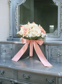 1pc Small Artificial Bride Bridesmaids Wedding Bouquet, Nature Style Outdoor Photoshoot Decor