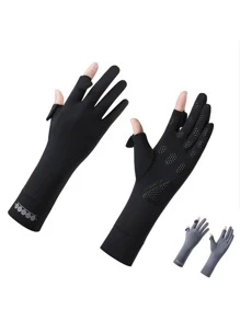 1 Par de Luvas Sem Dedos para Proteção Solar Feminina, Comprimento Médio, Respiráveis e Antideslizantes para Direção, Ciclismo, Uso Externo, Verão