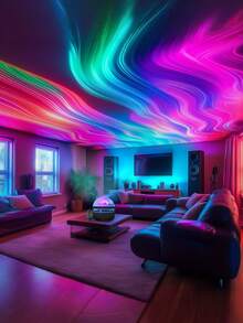Romantic And Dreamy Northern Lights LED Atmosphere Projection Light - RGB Remote Control, USB Power Supply, Galaxy Starry Sky Bedroom Night Light Projector, Suitable For Adult Room Decoration/Home Theater, Ceiling, Gift Decoration, Magical Projection Light Festival Gift, Festival Party Decoration, Modern Main Body Projection Atmosphere Decoration Light For Home Decoration - ánh sáng đa sắc - Xem 5