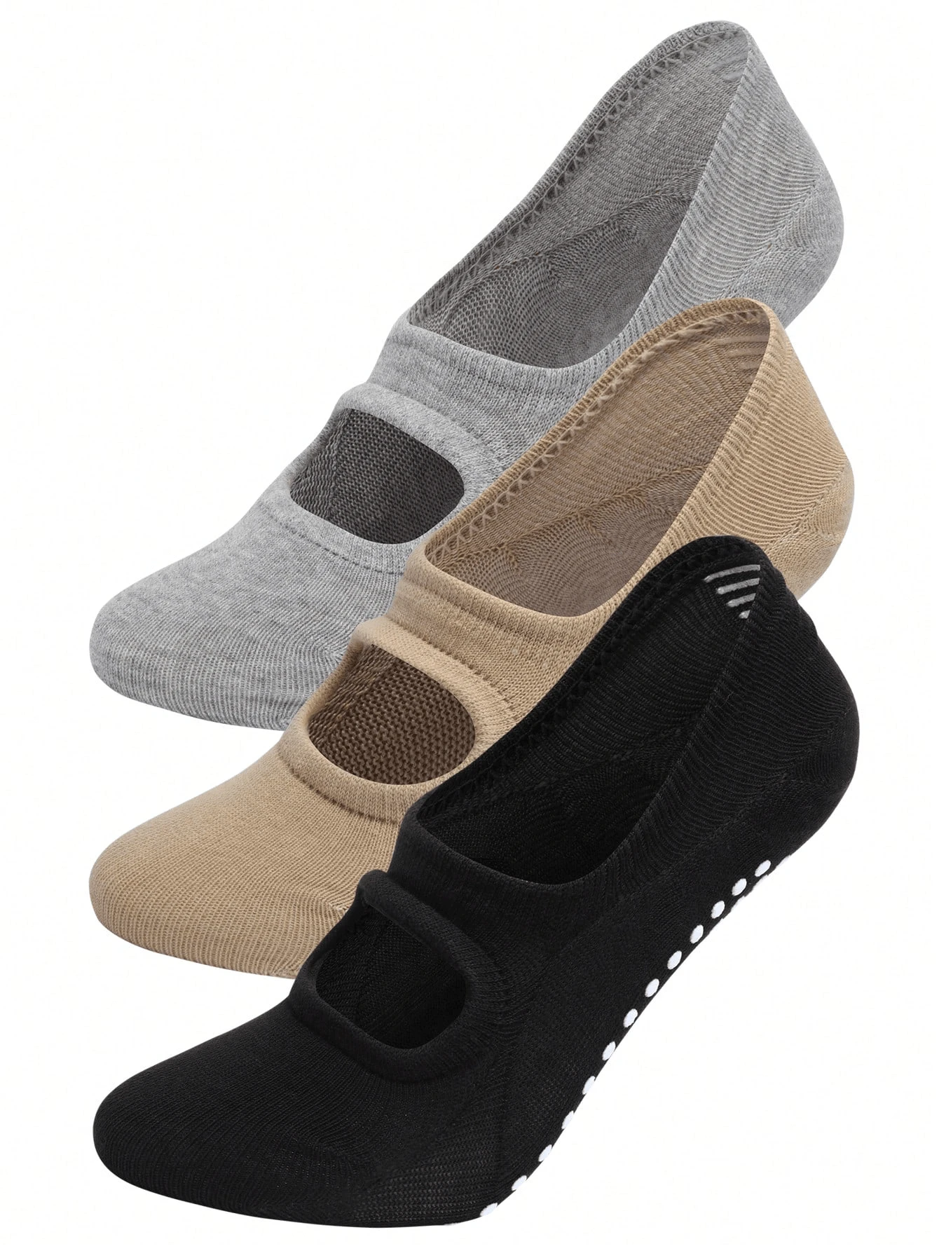 3 Pairs/1 Pair Women Round Toe Backless Non-Slip Jumping Aerobics Dance Pilates Fitness Yoga Socks - Multicolor - View 1