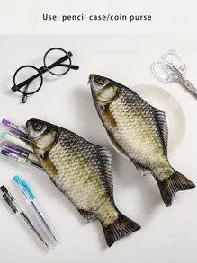 1 Piece Large Creative Imitation Carp Pen Bag Quilted Zipper Pencil Case, Cosmetic Bag, Coin Purse,Kawaii Pencil Cases Cute Pen Holder Pouch For Students Back To School Stationery Supplies Back To School,Back To School,School Supplies,Back To School,School Supplies,Pencil Pouch,School Bag