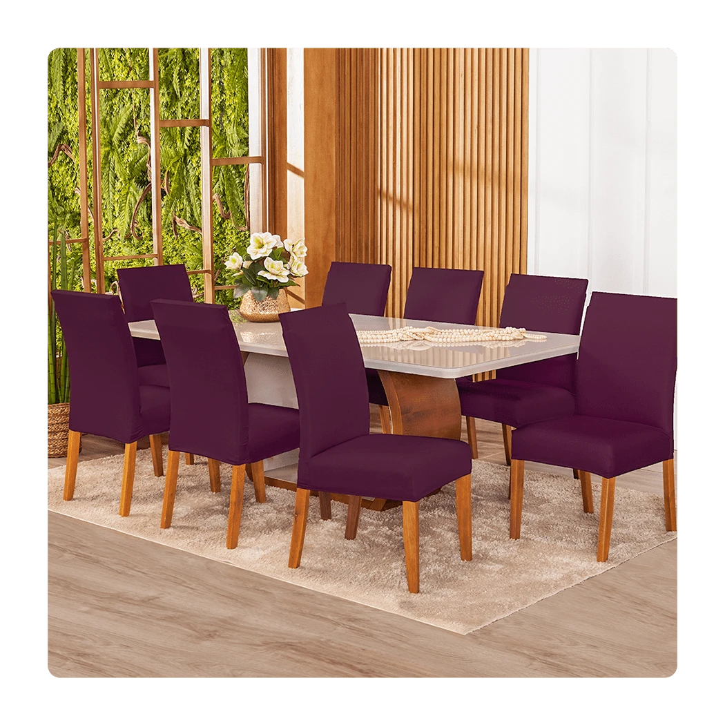 Chair Cover Kit For Dining Room Kitchen Pantry Gel Mesh 4, 6, 8, 10 Or 12 Units - Burdeos - Ver 1
