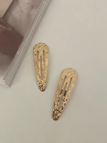 4个金属BB夹，带圆点图案，简约侧刘海夹，发饰，爪夹，发夹，发卡，学习用品，美发工具，头部饰品，发卡 - 金色 - 查看 13