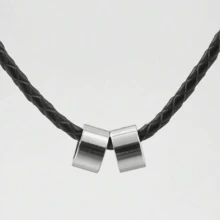 Custom Surname Necklace, 50cm Black Leather Chain, Stainless Steel Beads, Unisex Magnetic Pendant Necklace - Silver - View 14