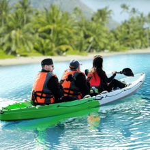 Danolapsi Fishing Kayaks,Hard Shell Recreational Ocean Kayak Boat,12.14FT Sit On Top Kayak For 2-3 Person Adults With Paddle & Comfortable Seat,Capacity Of 600LBS - Green - View 5
