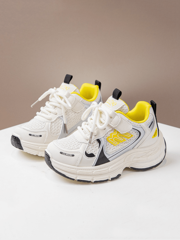 Kids' Chunky Sneakers, Spring/Summer New Girls Sport Shoes Breathable Soft Sole Boys Running Shoes Non-Slip Hook And Loop Mid-Large Children Casual Shoes, Campus Unisex Mesh Sneakers