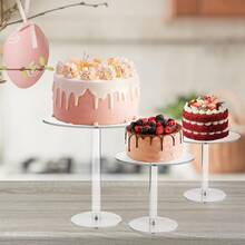 1 Pc Clear Acrylic Cake Stand, Round Cupcake, Pizza, Dessert Display Stand Suitable For Dining Table, Wedding, Birthday, Halloween, Christmas, And Party Events - Clear - View 4