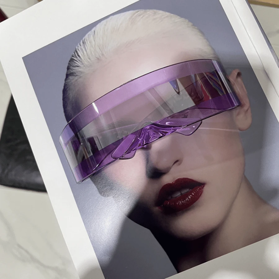 New Future Cyberpunk Sunglasses Retro Rimless Sun Glasses UV400 Mirror Eyewear Vintage Gothic Steampunk Party Gafas De Sol - C5_紫色 - 查看 1