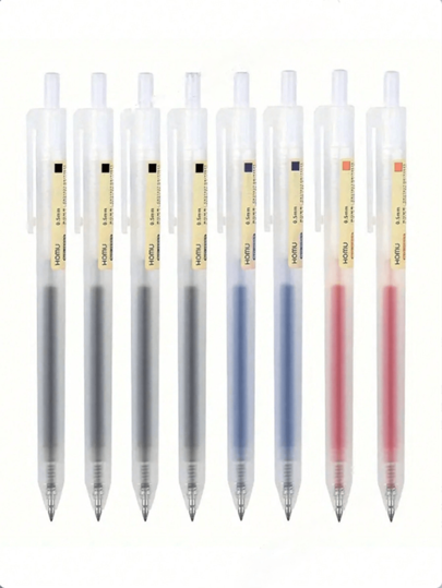8 Pieces/15 Pieces/Expandable Gel Ink Pen Set: Black/Red/Blue, 0.5mm Fine Point Ball Pen, Office And School Supplies, Student Stationery