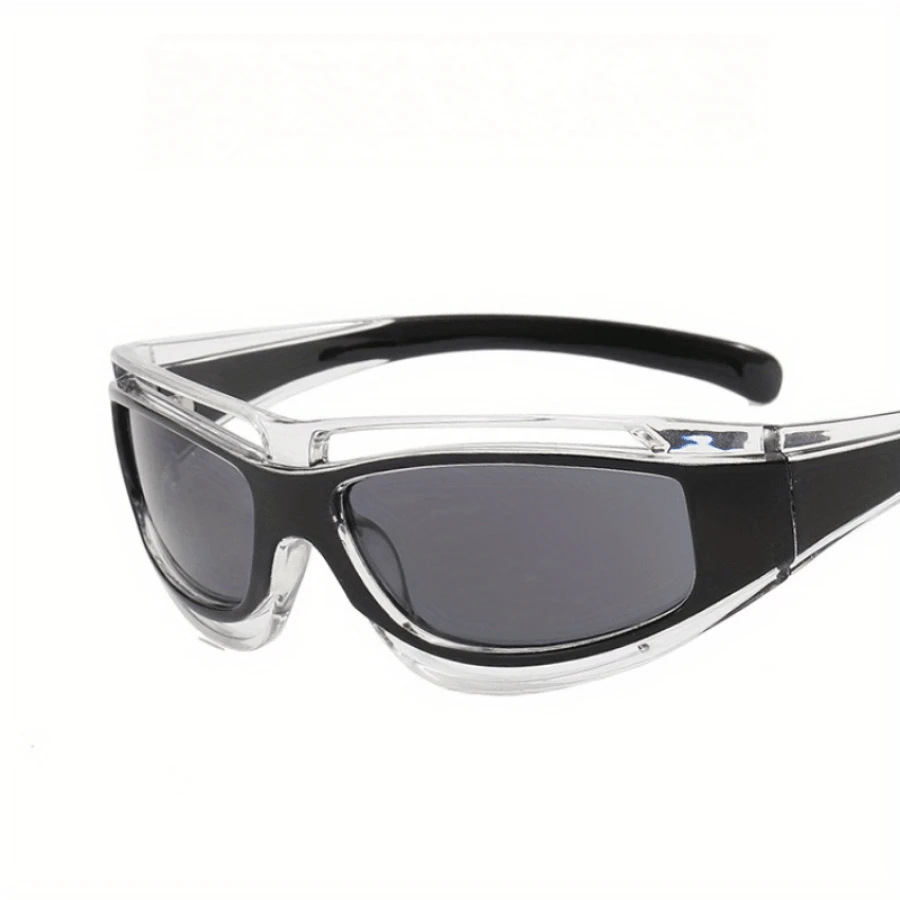 Y2K Futuristic Cyberpunk Sunglasses, Unisex Cat-Eye Special-Shaped Concave Sunglasses, Retro Sci-Fi Sunglasses For Men And Women, Hip-Hop And Street Style, UV Protection, Lightweight Design, Perfect For Futuristic Fashion - 黑色和黃色 - 查看 1