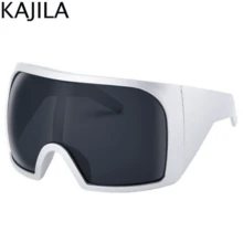 Oversized Punk Shield Sunglasses Women Men Big Frame 2025 Luxury Brand Steampunk Mask Sun Glasses For Ladies Sports Goggle UV400 - C2 Sliver Gray_Red - View 1