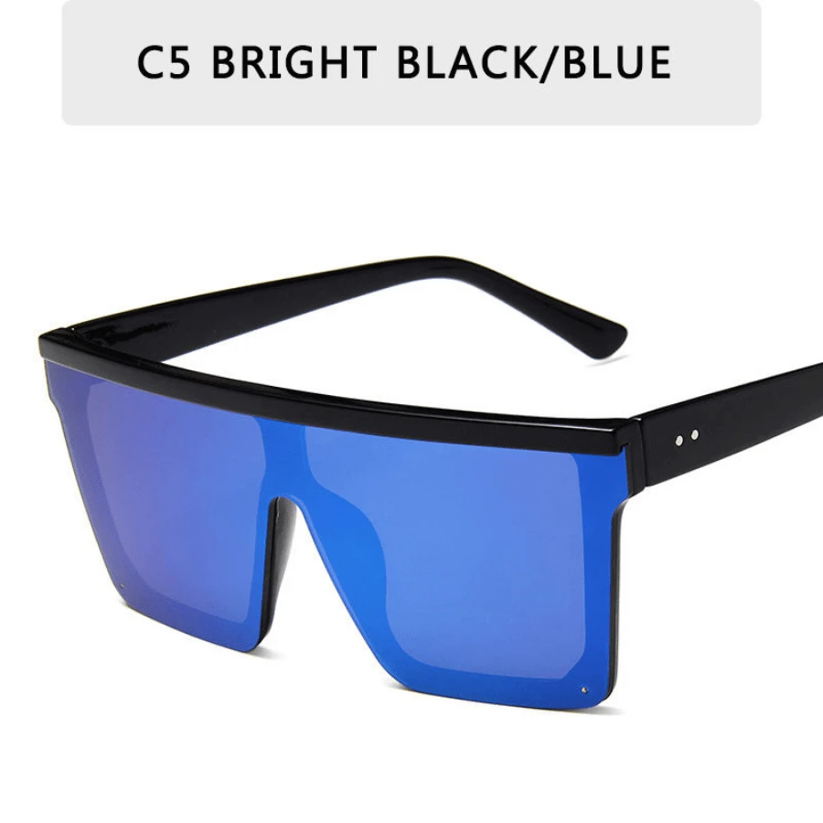 Vintage Male Sunglasses Men Brand Black Square Shades UV400 Gradient Sun Glasses For Women Cool One Piece Designer Gafas De Sol - C5_紫色 - 查看 1