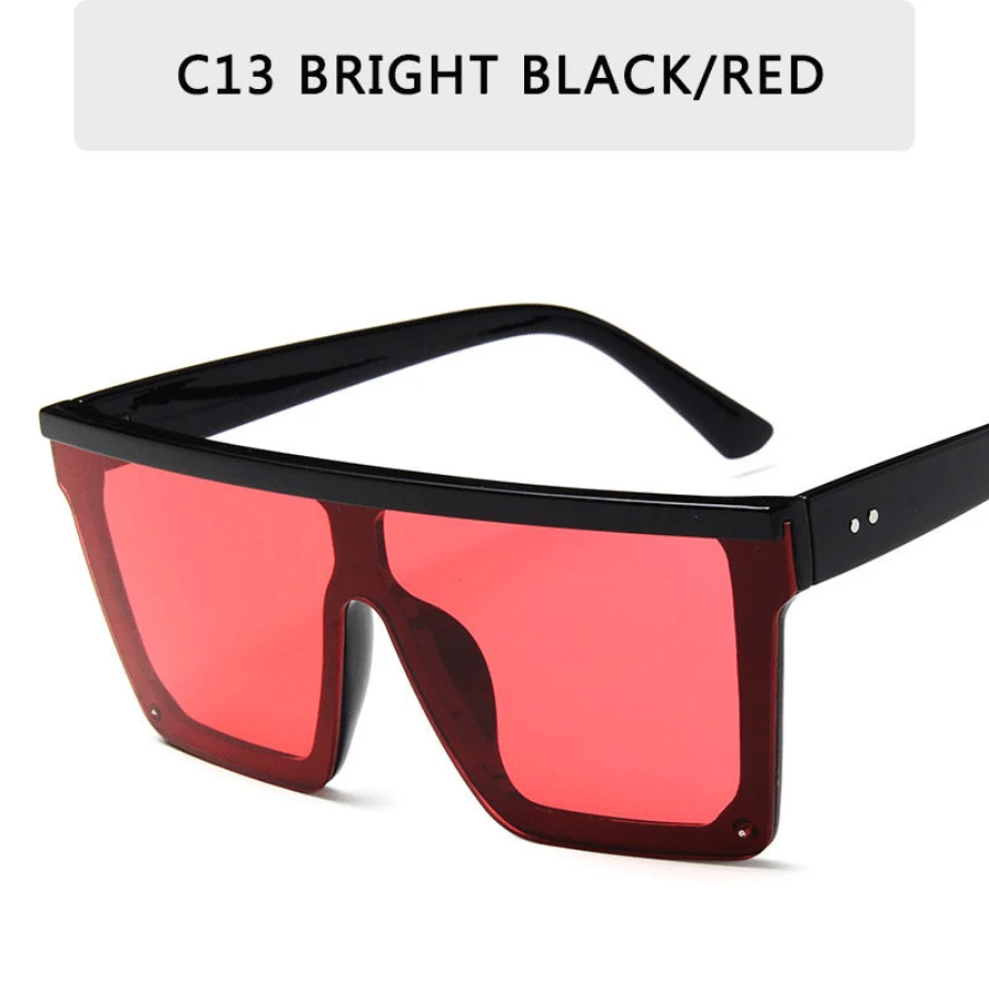 Vintage Male Sunglasses Men Brand Black Square Shades UV400 Gradient Sun Glasses For Women Cool One Piece Designer Gafas De Sol - C13_棕色 - 查看 1