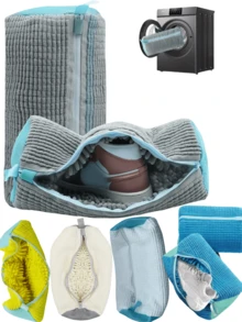 2pcs Reusable Zipper Mesh Laundry Bags For Washing Shoes, Suitable For Washing Machines And Dryers, Fit For All Shoe Types And Sizes - Multicolor - View 8