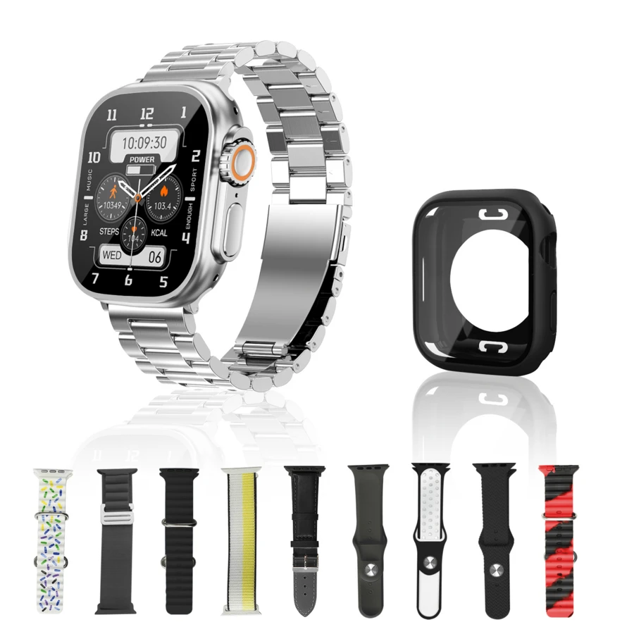 Reloj inteligente 10+1 Ultra, reloj deportivo multifuncional autoalimentado, reloj digital, carga inalámbrica y llamadas Bluetooth, seguimiento de hasta 100 modos deportivos, compatible con Android e iOS, unisex - Plateado - Ver 1