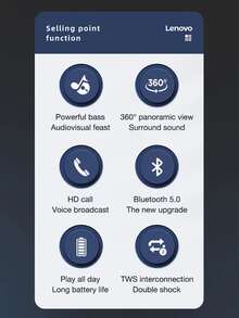 Lenovo K30 Portable Hifi Bluetooth Wireless Speaker Waterproof USB Outdoor Loudspeaker Music Surround Bass Box Mic Chinese Packaging - Black - View 3