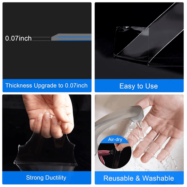 Double - Sided Heavy - Duty Tape, Multi - Functional Transparent Detachable Mounting Tape, Reusable Acrylic High - Adhesion Tape, Multi - Purpose Transparent Mounting Tape, Reusable Washable Adhesive Tape.